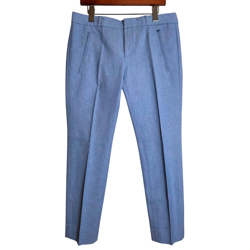 Banana Republic Sloan Zipper P Pants Womens 6 Blue Slim Ankle Dress Quiet Luxury - Picture 2 of 9
